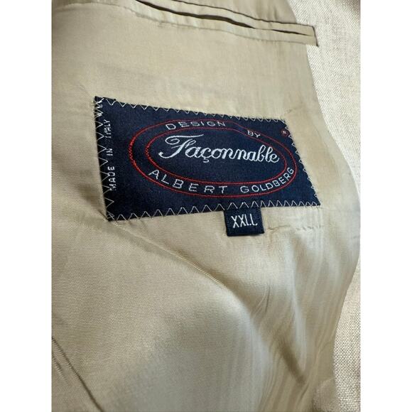 "FACONNABLE" Design By Albert Goldberger Mens 100% Linen Blazer SZ XXLL 3 Button - Picture 5 of 13